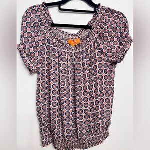 Joe Fresh Blue and Red Patterned Blouse